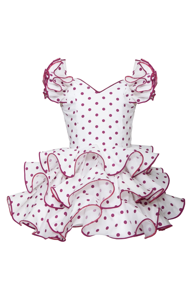 Vestido de flamenca corto blanco lunar buganvilla MiBebesito